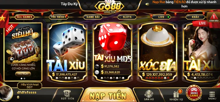 Sảnh cổng game Go88 đa dạng hình thức thể loại thu hút người chơi.